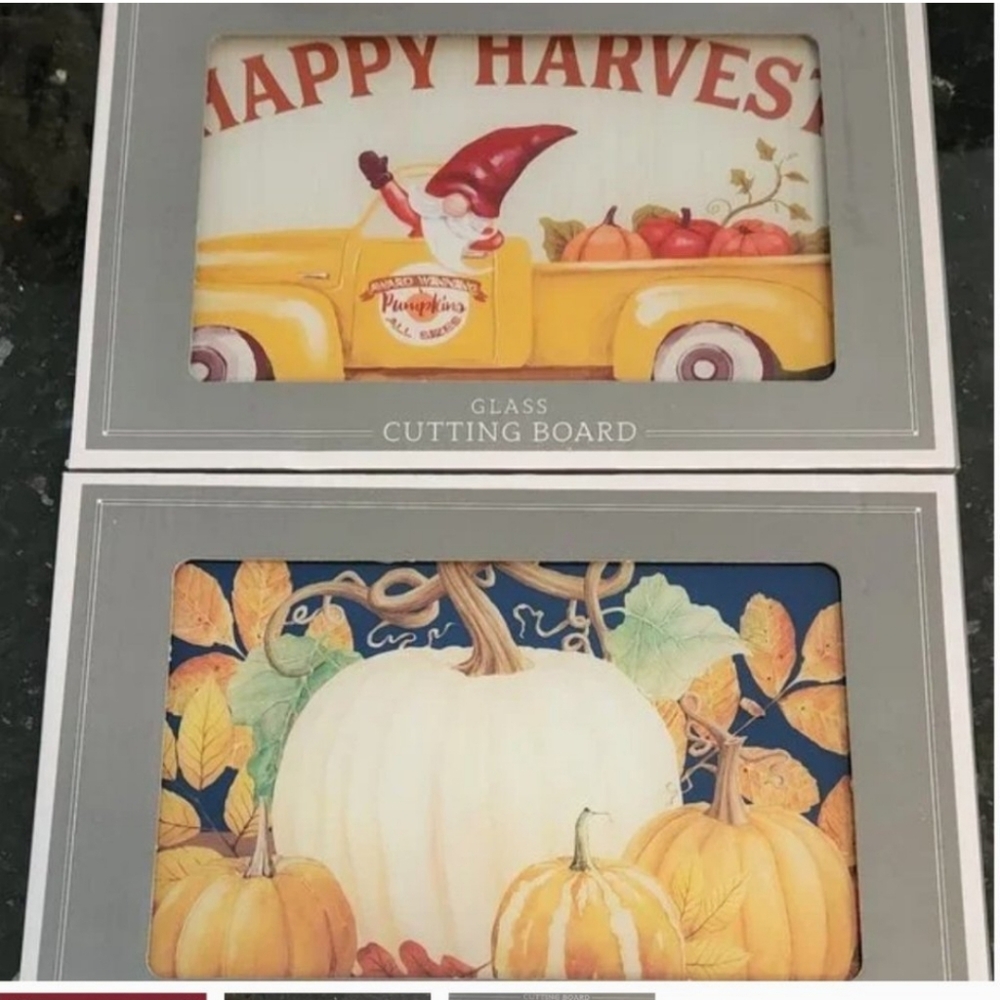 Two (2) New in Box Seasonal Glass Cutting Board. Glass Cutting Board12" x 8"
